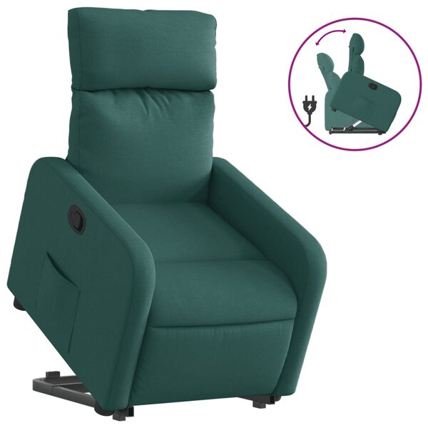 vidaXL Fauteuil inclinable vert foncé tissu