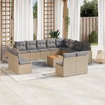 vidaXL Salon de jardin avec coussins 13 Pièces beige résine tressée
