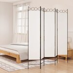 vidaXL Cloison de séparation 5 panneaux Blanc 200x200 cm Tissu