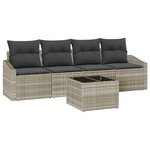 vidaXL Ensemble de Canapé de Jardin 5 pièces avec Coussins Gris Clair Rattan Poly