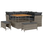 Set de Canapés de Jardin de 8 Pièces avec Coussins en Gris Rotin Synthétique Acacia