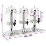 vidaXL Distributeur de jus en acier inoxydable 3 x 8 L