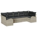 vidaXL Ensemble de sofa de jardin 7 pièces avec coussins gris clair en poly rotin
