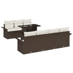 Ensemble de canapé de jardin 8 pièces avec coussins Marron Poly Rotin
