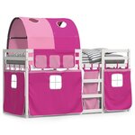 vidaXL Lit superposé avec rideaux rose 75x190 cm bois pin massif