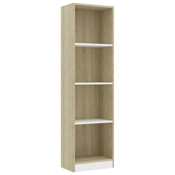 vidaXL Bibliothèque à 4 niveaux Blanc et chêne sonoma Bois ingénierie