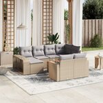vidaXL Salon de jardin 11 Pièces avec coussins beige résine tressée