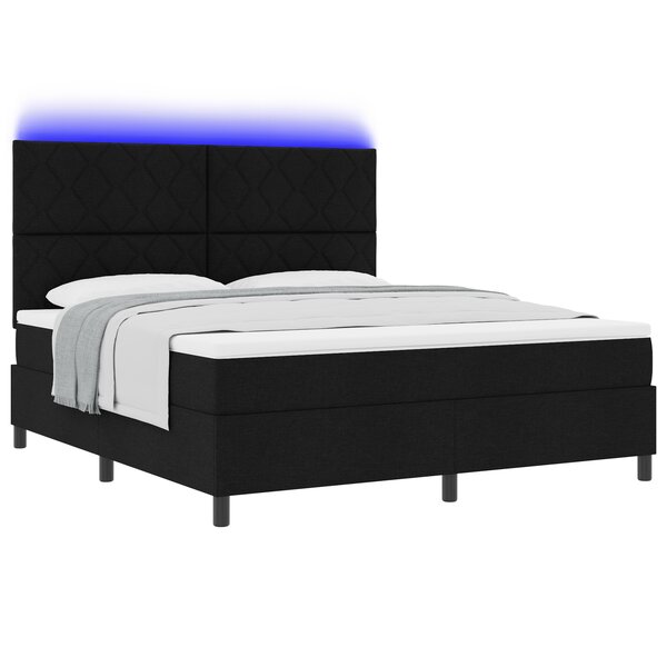 vidaXL Lit à sommier avec matelas et LED Noir 180x200 cm Tissu