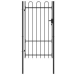 vidaXL Portillon simple porte avec dessus arqué Acier 1x1 75 m Noir