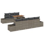 vidaXL Ensemble de salle à manger de jardin 8 pièces avec coussins Gris Poly Rattan Acacia