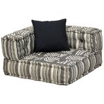 Vidaxl pouf modulaire à 2 places gris rayé tissu
