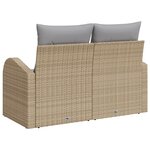 vidaXL Canapé de jardin 2 places avec coussins beige en poly rattan