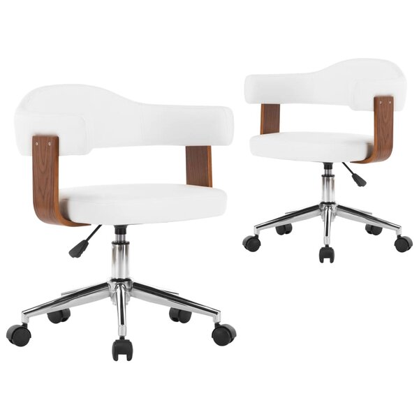 vidaXL Chaises pivotantes à manger lot de 2 bois courbé et similicuir