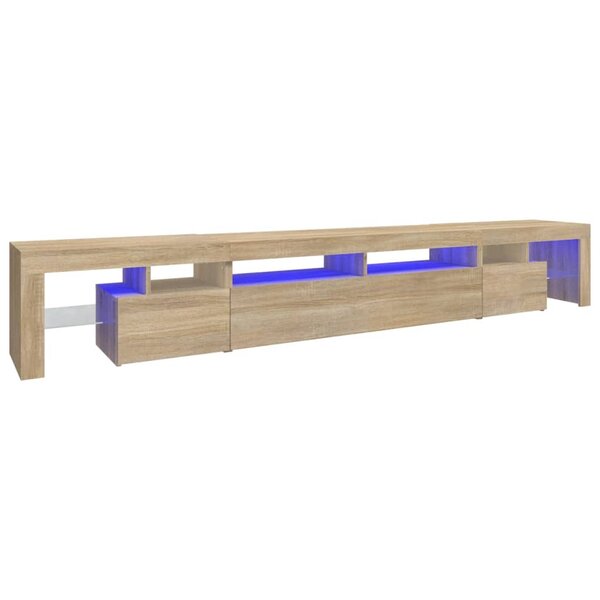 vidaXL Meuble TV avec lumières LED Chêne sonoma 260x36 5x40 cm