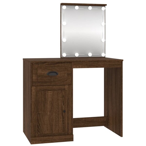 vidaXL Coiffeuse avec LED chêne marron 90x50x132 5cm bois d'ingénierie