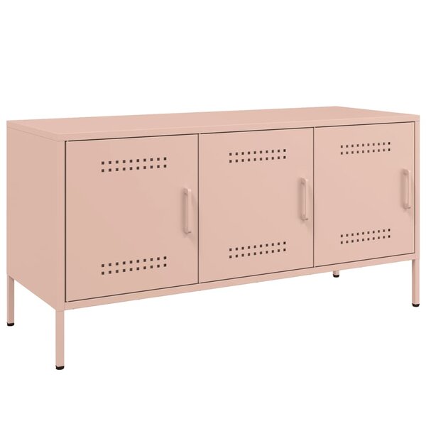 vidaXL Meuble TV rose 100 5x39x50 5 cm acier
