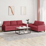 vidaXL Ensemble de canapés 2 Pièces et coussins Rouge bordeaux Similicuir