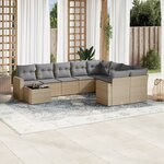 vidaXL Salon de jardin avec coussins 10 Pièces beige résine tressée