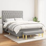 vidaXL Sommier à lattes de lit avec matelas Gris clair 140x190cm Tissu