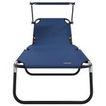 vidaXL Chaise longue pliante avec auvent bleu en tissu Oxford 600D
