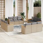 vidaXL Salon de jardin et coussins 12 Pièces mélange beige résine tressée