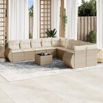 vidaXL Salon de jardin 11 Pièces avec coussins beige résine tressée