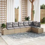 vidaXL Ensemble de Canapés de Jardin 6 Pièces avec Coussins Beige en Rotin Synthétique