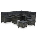 Salon de jardin meuble d'extérieur ensemble de mobilier 4 pièces avec coussins résine tressée gris 02_0016184