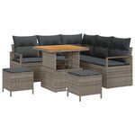 vidaXL Ensemble de Canapé de Jardin de 8 Pièces avec Coussins Gris en Rotin Poly Acacia
