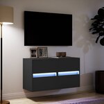 vidaXL Meubles TV muraux avec lumières LED 2 Pièces noir 41x31x45 cm