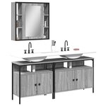 vidaXL Ensemble d'armoires de salle de bain 3 Pièces sonoma gris