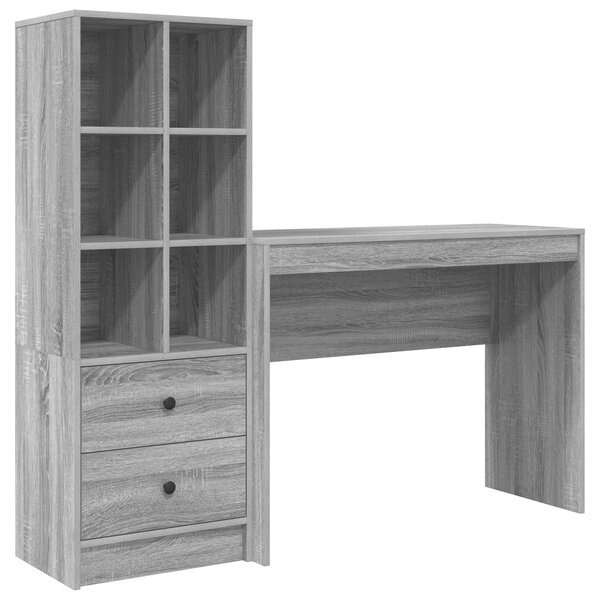 vidaXL Bureau avec rangement Gris Sonoma en bois reconstitué