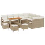 Canapé de jardin vidaXL 13 pièces avec coussins beige en poly rotin