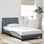 vidaXL Cadre de lit sans matelas gris foncé 100x200 cm velours