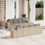 vidaXL Salon de jardin avec coussins 9 Pièces beige résine tressée