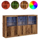 vidaXL Buffet avec lumières LED Bois ancien 181 5 x 37 x 100 cm