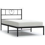 vidaXL Cadre de lit métal sans matelas avec tête de lit noir 80x200 cm