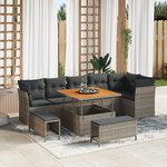 Canapé de Jardin 9 pièces avec Coussins Gris