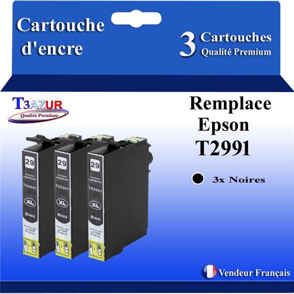 T3AZUR - 3x Cartouches compatibles avec Epson Expression Home XP-235  XP-245  XP-247  XP-255  XP-257  XP-332  XP-335  XP-342  XP-345  XP-352  XP-355  XP-432  XP-435  XP-442  XP-445  XP-452  XP-455  T2991
