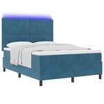 Lit à ressort vidaXL avec matelas et LED bleu foncé 140x200 cm velours