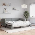 vidaXL Lit de jour avec gigogne sans matelas gris clair 100x200 cm