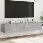 vidaXL Meubles TV muraux et lumières LED 2Pièces gris béton 80x35x31 cm