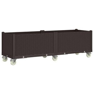 vidaXL Jardinière à roulettes marron 160x50x54 cm PP
