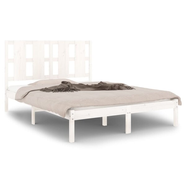 vidaXL Cadre de lit Blanc Bois de pin massif 140x200 cm