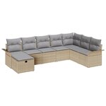 vidaXL Ensemble de Canapé de Jardin 8 Pièces avec Coussins Beige Rotin Synthétique