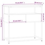vidaXL Table console sonoma gris 75x40x75 cm bois d'ingénierie