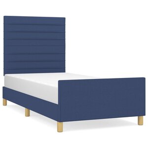 vidaXL Cadre de lit avec tête de lit Bleu 100 x 200 cm Tissu