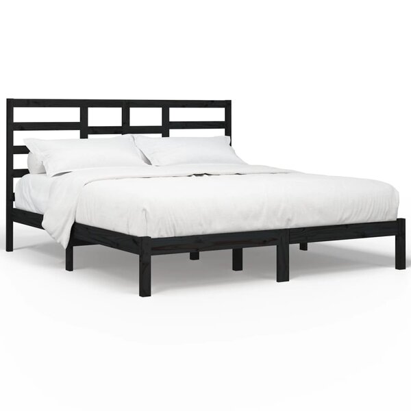 vidaXL Cadre de lit Noir Bois de pin massif 200x200 cm