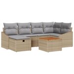 vidaXL Canapé de jardin 7 pièces avec coussins en beige poly rattan