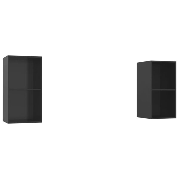 vidaXL Meubles TV muraux 2 Pièces Noir brillant Bois d'ingénierie
